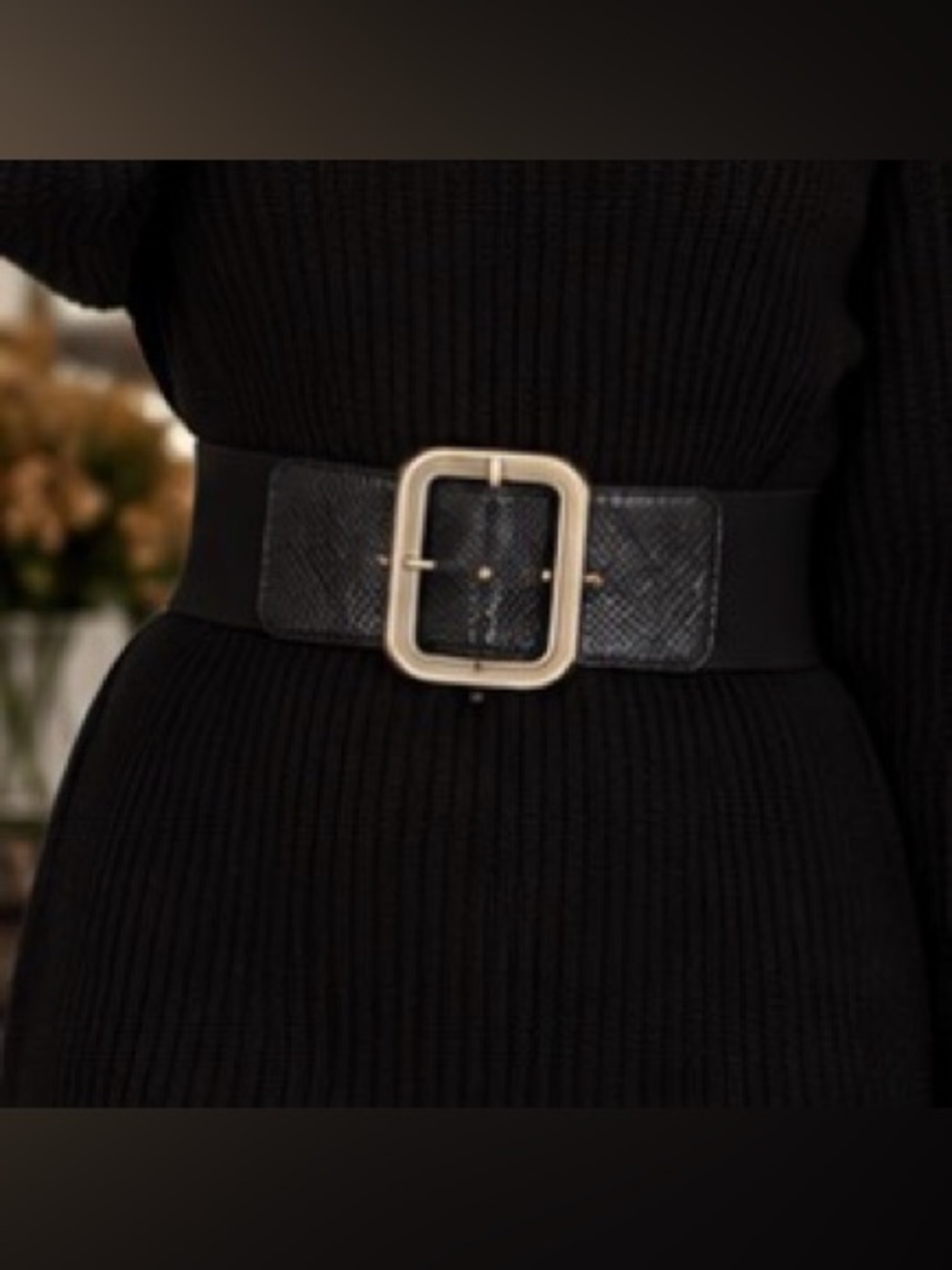Ricki's Wide Elastic Belt in Black M/L